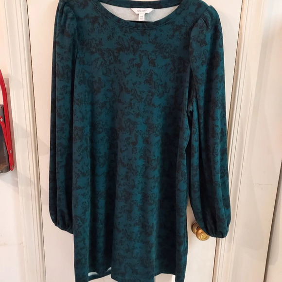 Nine West Puff Long Sleeve Dress Black and Green Snake Print in Size XXL - Picture 3 of 10